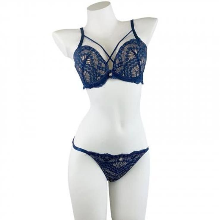 クロスストリングが魅せる美谷間×総レースの気品漂う大人のブラ ショーツセット(ブ… | GRAXIA | 詳細画像9 