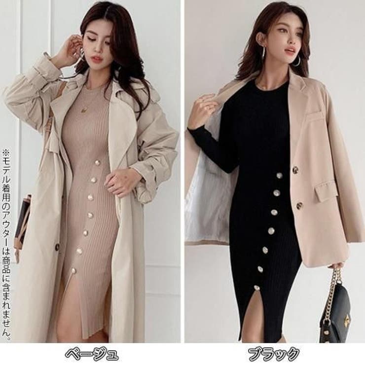 スタイルを語るサイドボタン×スリットが織りなす着痩せ効果抜群のリブニットワンピー… | GRAXIA | 詳細画像2 