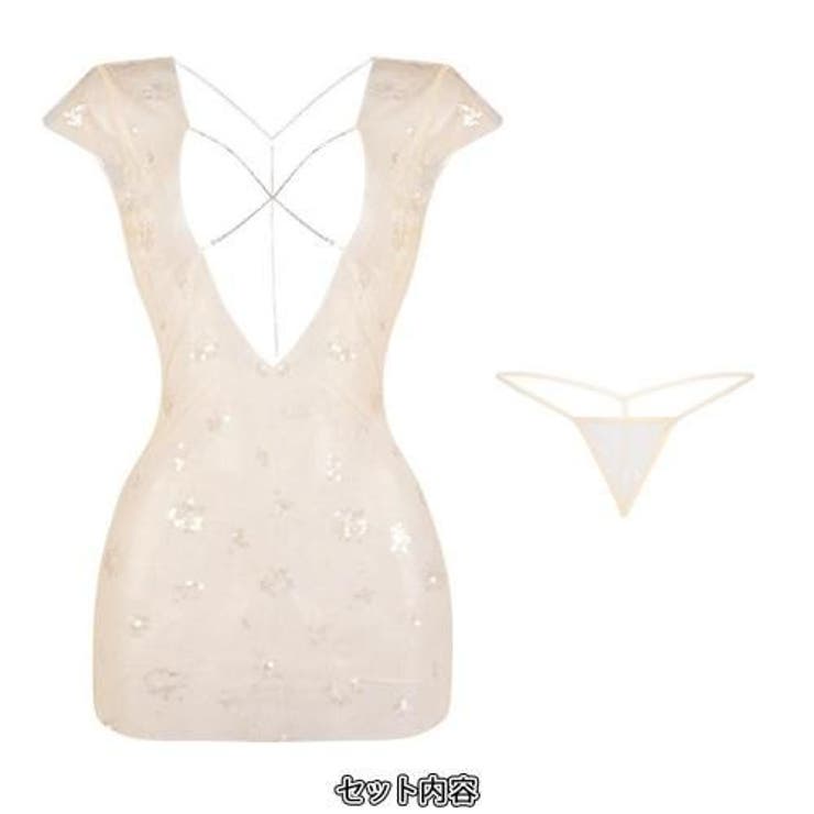 透け感レースとフィットメッシュの誘惑バックネックレスストーン煌めくベビードール(… | GRAXIA | 詳細画像11 