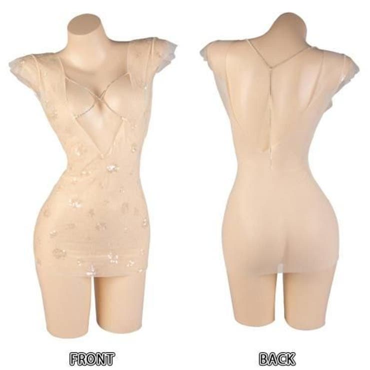 透け感レースとフィットメッシュの誘惑バックネックレスストーン煌めくベビードール(… | GRAXIA | 詳細画像10 