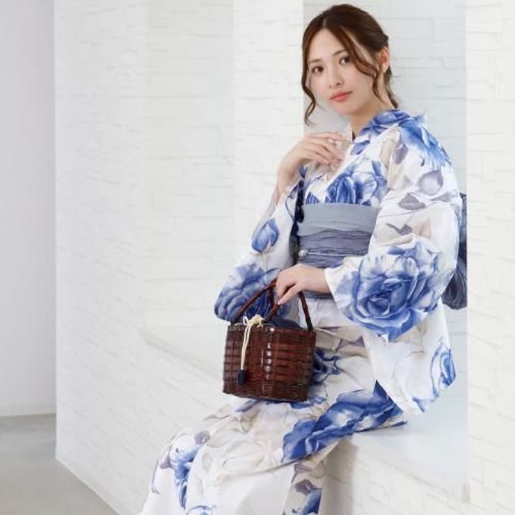 涼しげな白地に咲く大判の青い薔薇がエレガントな大人浴衣2点セット(YUKATA) | GRAXIA | 詳細画像9 