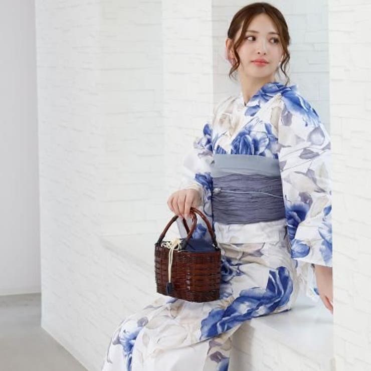 涼しげな白地に咲く大判の青い薔薇がエレガントな大人浴衣2点セット(YUKATA) | GRAXIA | 詳細画像10 
