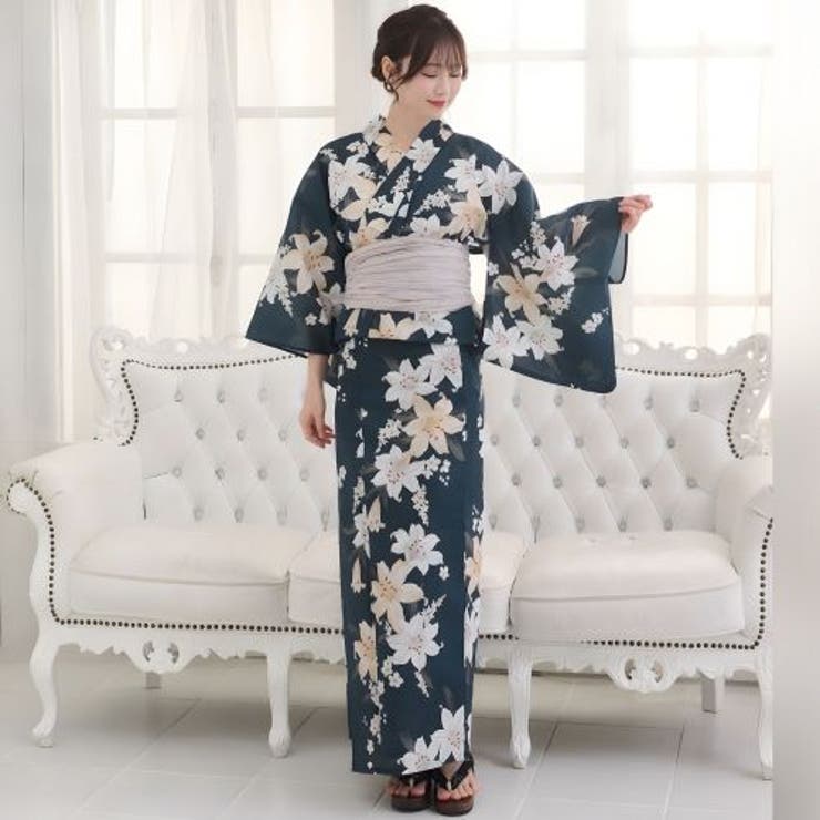 風情あふれる深緑に凛と浮かぶクラシック百合の浴衣2点セット(YUKATA) | GRAXIA | 詳細画像2 
