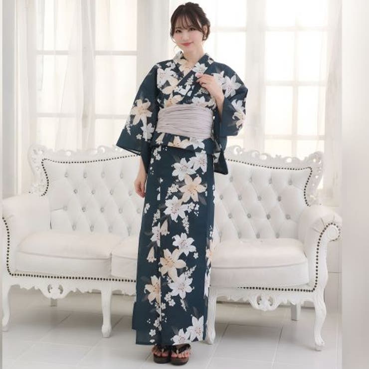 風情あふれる深緑に凛と浮かぶクラシック百合の浴衣2点セット(YUKATA) | GRAXIA | 詳細画像6 