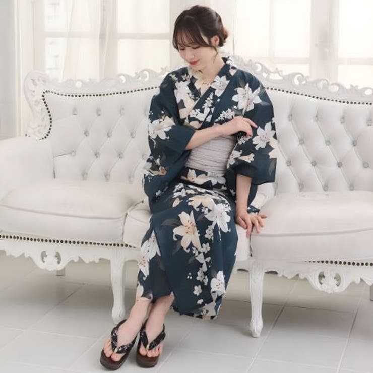 風情あふれる深緑に凛と浮かぶクラシック百合の浴衣2点セット(YUKATA) | GRAXIA | 詳細画像9 