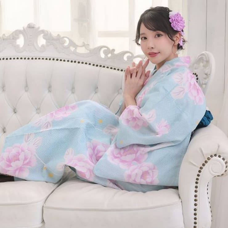涼しげな翡翠色に総絞り風鹿の子と牡丹が咲き誇るレトロモダンの浴衣2点セット(YU… | GRAXIA | 詳細画像11 