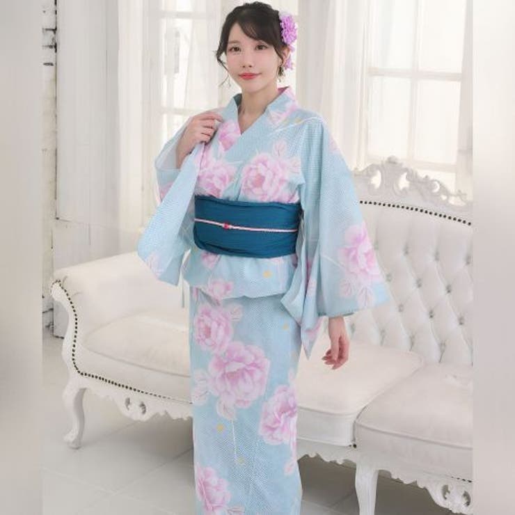 涼しげな翡翠色に総絞り風鹿の子と牡丹が咲き誇るレトロモダンの浴衣2点セット(YU… | GRAXIA | 詳細画像7 
