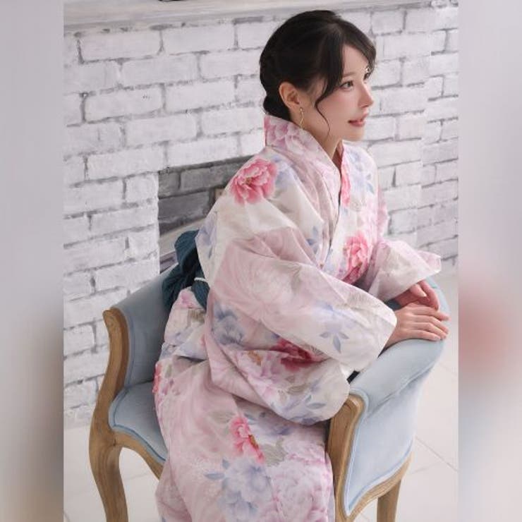 優美な灰桜色に大輪牡丹が咲き誇るアンティーク調の浴衣2点セット(YUKATA) | GRAXIA | 詳細画像11 