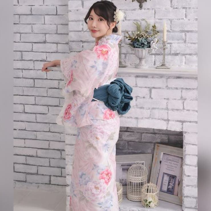 優美な灰桜色に大輪牡丹が咲き誇るアンティーク調の浴衣2点セット(YUKATA) | GRAXIA | 詳細画像9 
