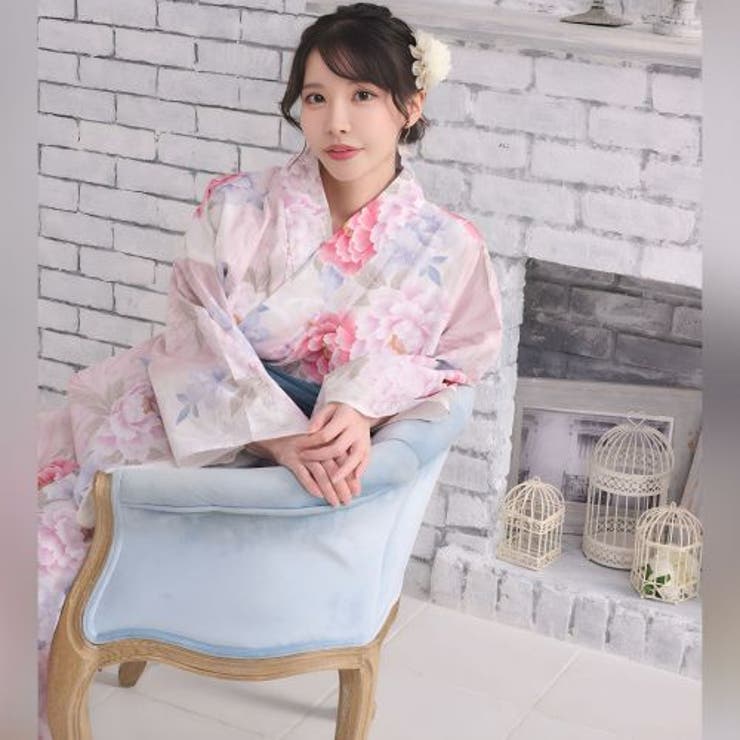 優美な灰桜色に大輪牡丹が咲き誇るアンティーク調の浴衣2点セット(YUKATA) | GRAXIA | 詳細画像10 