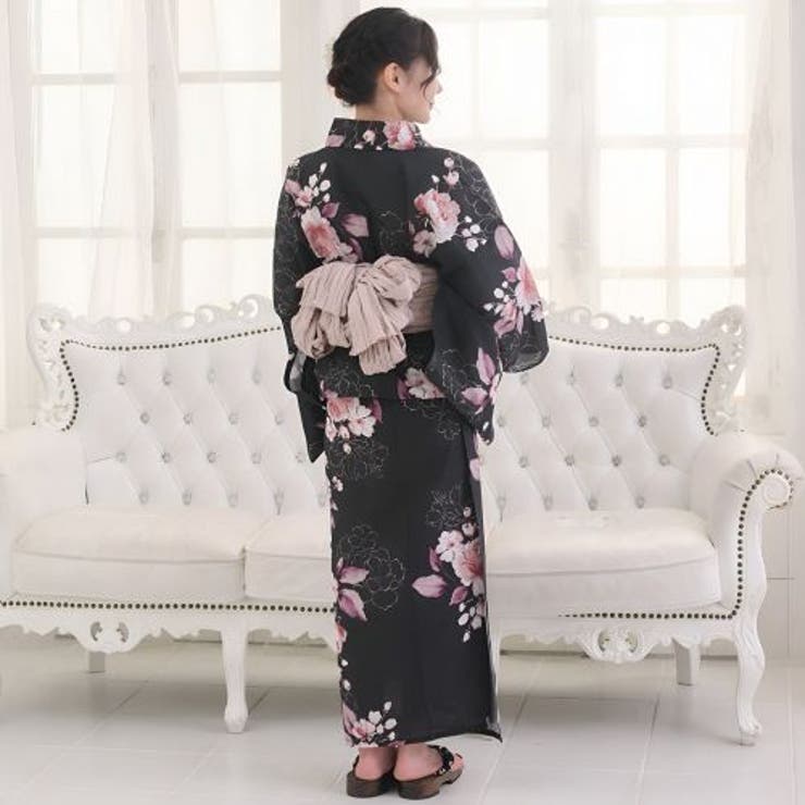 洗練の墨色に映える麗しき珊瑚薔薇のアンティーク調浴衣2点セット(YUKATA) | GRAXIA | 詳細画像4 
