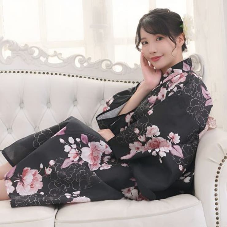 洗練の墨色に映える麗しき珊瑚薔薇のアンティーク調浴衣2点セット(YUKATA) | GRAXIA | 詳細画像10 
