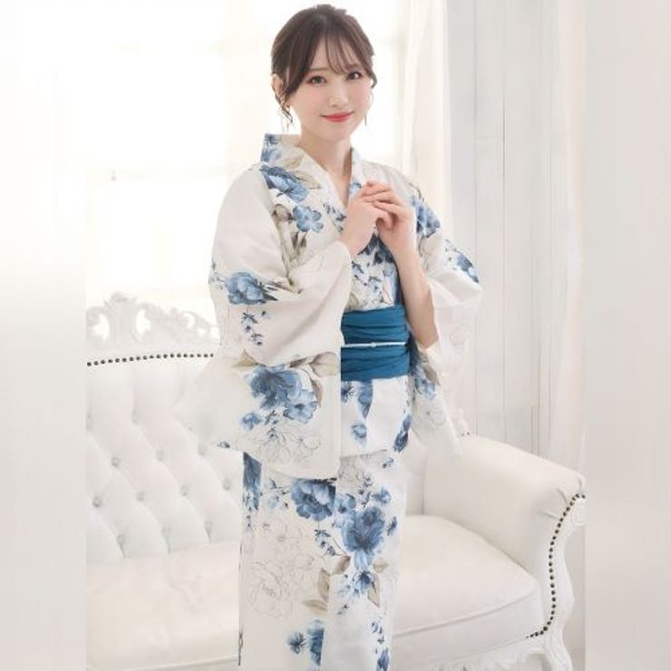 優美な生成りに凛と咲く藍薔薇のアンティーク調浴衣2点セット(YUKATA) | GRAXIA | 詳細画像7 