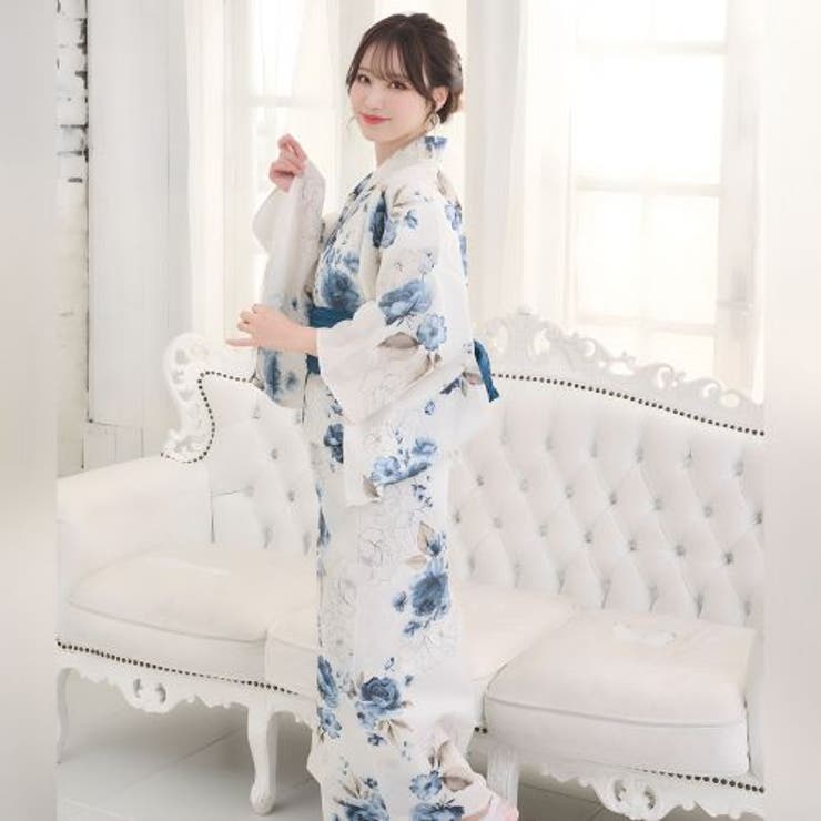 優美な生成りに凛と咲く藍薔薇のアンティーク調浴衣2点セット(YUKATA) | GRAXIA | 詳細画像8 