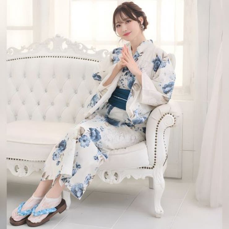優美な生成りに凛と咲く藍薔薇のアンティーク調浴衣2点セット(YUKATA) | GRAXIA | 詳細画像9 