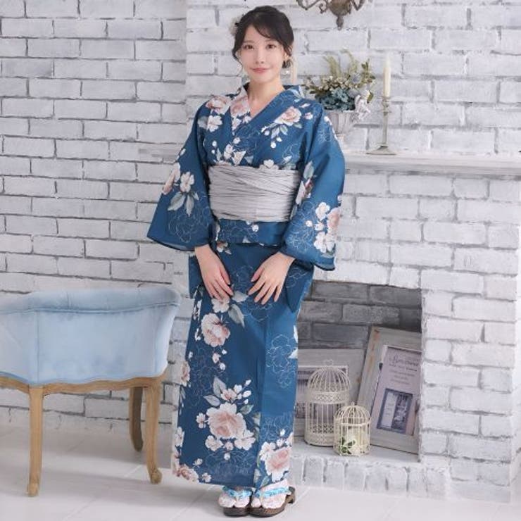 凛たる瑠璃紺に浮かぶアンティーク薔薇のモダン浴衣2点セット(YUKATA) | GRAXIA | 詳細画像2 