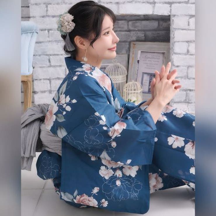 凛たる瑠璃紺に浮かぶアンティーク薔薇のモダン浴衣2点セット(YUKATA) | GRAXIA | 詳細画像11 