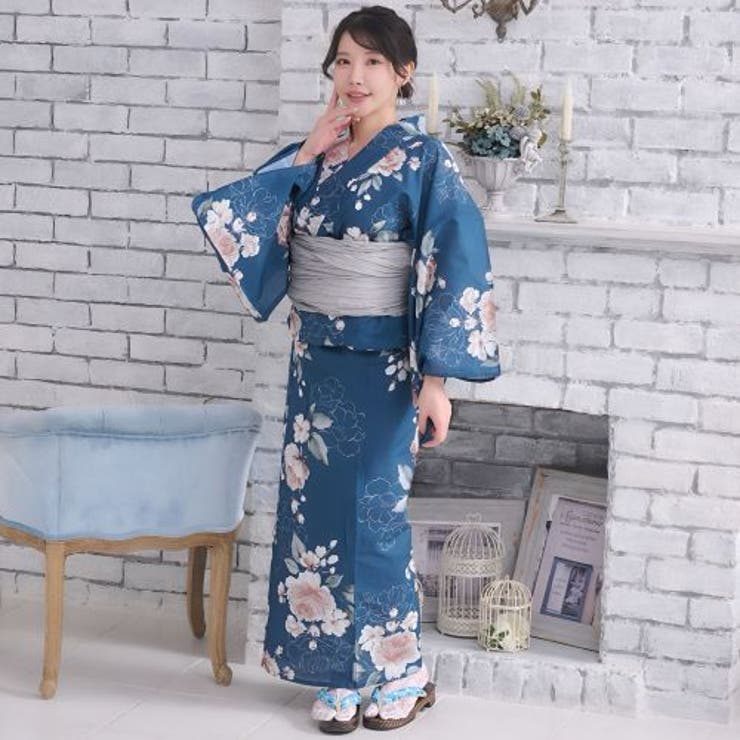 凛たる瑠璃紺に浮かぶアンティーク薔薇のモダン浴衣2点セット(YUKATA) | GRAXIA | 詳細画像6 
