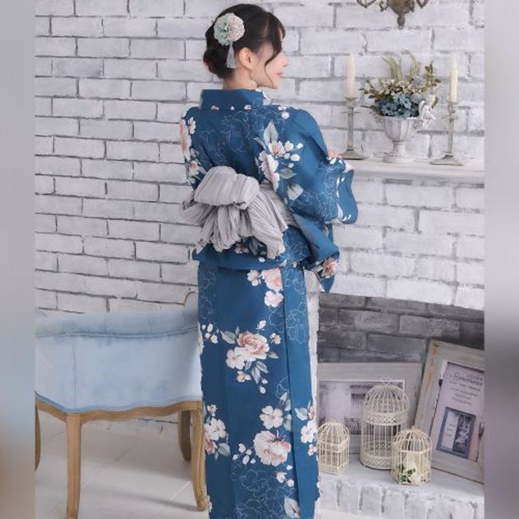 凛たる瑠璃紺に浮かぶアンティーク薔薇のモダン浴衣2点セット(YUKATA) | GRAXIA | 詳細画像9 