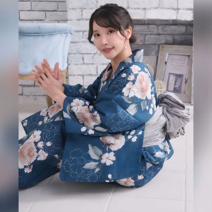 凛たる瑠璃紺に浮かぶアンティーク薔薇のモダン浴衣2点セット(YUKATA) | GRAXIA | 詳細画像10 