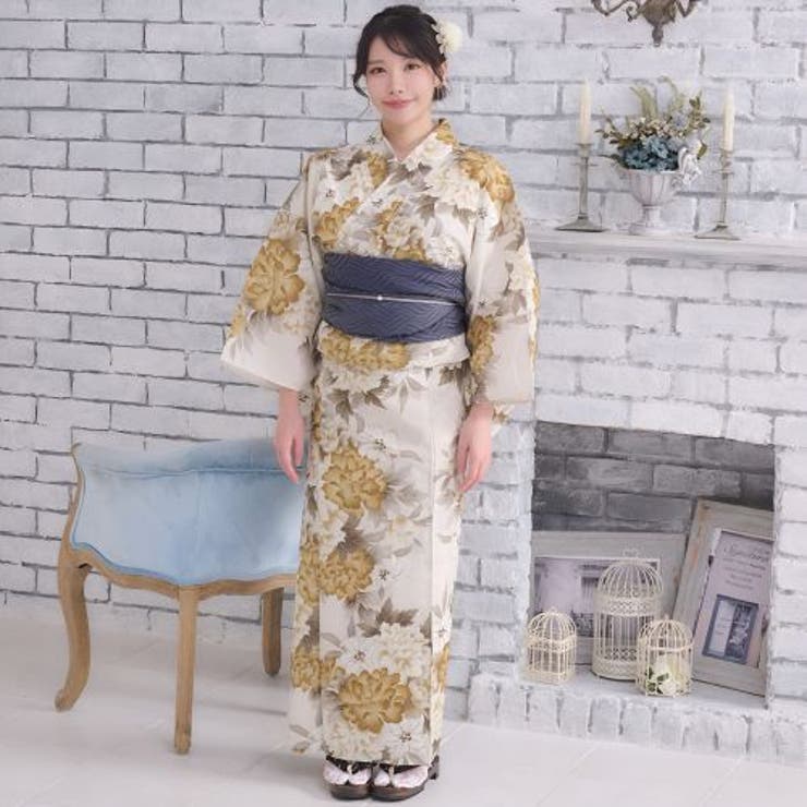 優美な鳥の子色に朽葉の牡丹が美しく映えるアンティーク調浴衣2点セット(YUKAT… | GRAXIA | 詳細画像2 