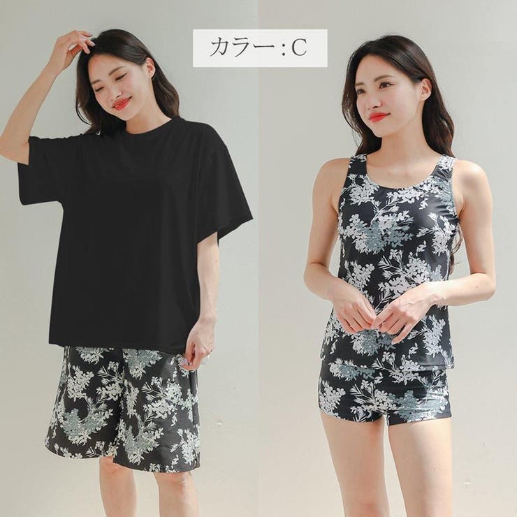 ボーイレッグパンツがヒップをすっぽりカバーする半袖付きタンキニ4点セット(水着 … | GRAXIA | 詳細画像15 