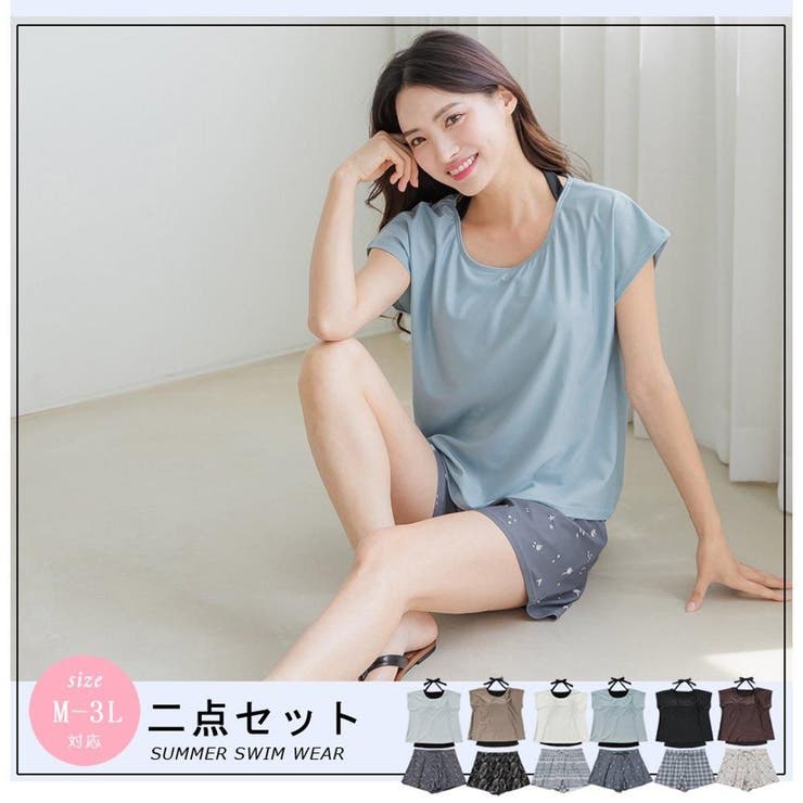 安心のインパン付き柄フレアショートパンツとフレンチスリーブ2点セット | GRAXIA | 詳細画像3 