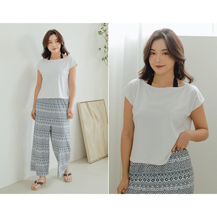 ロングパンツで脚をカバーサイドシャーリングタンキニ4点セット(水着 体型カバー水… | GRAXIA | 詳細画像10 