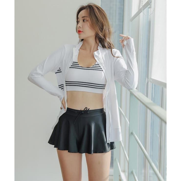 可愛くアクティブなボーダースポブラ体形カバータンキニ4点セット(水着 ラッシュガ… | GRAXIA | 詳細画像29 