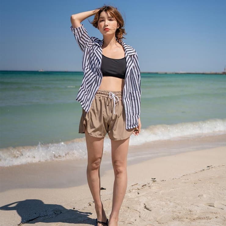 ストライプシャツがすっきりと魅せてくれるスポブラ体形カバー水着4点セット(水着 … | GRAXIA | 詳細画像10 