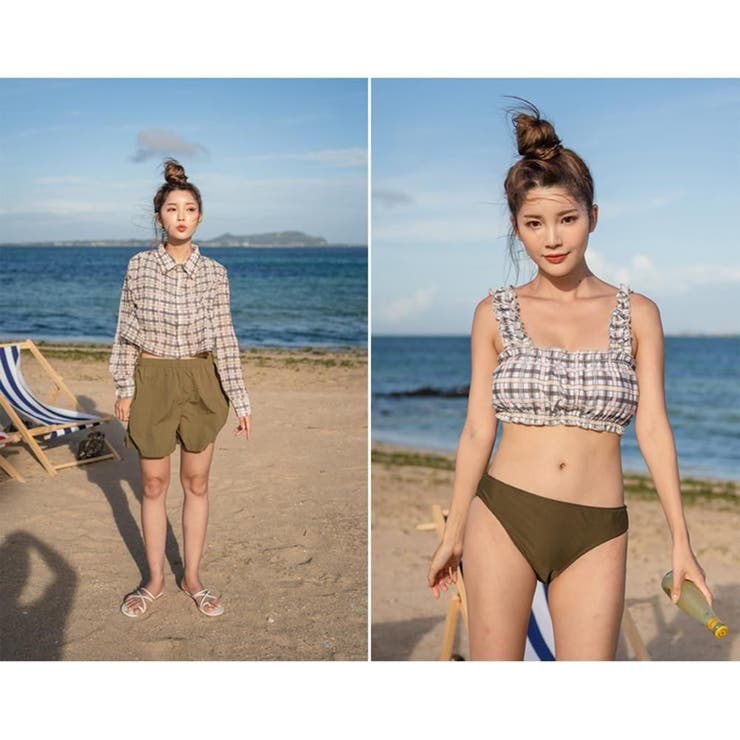 シフォンシャツがメンズライクな体形カバービキニ4点セット(水着 体型カバー水着) | GRAXIA | 詳細画像14 