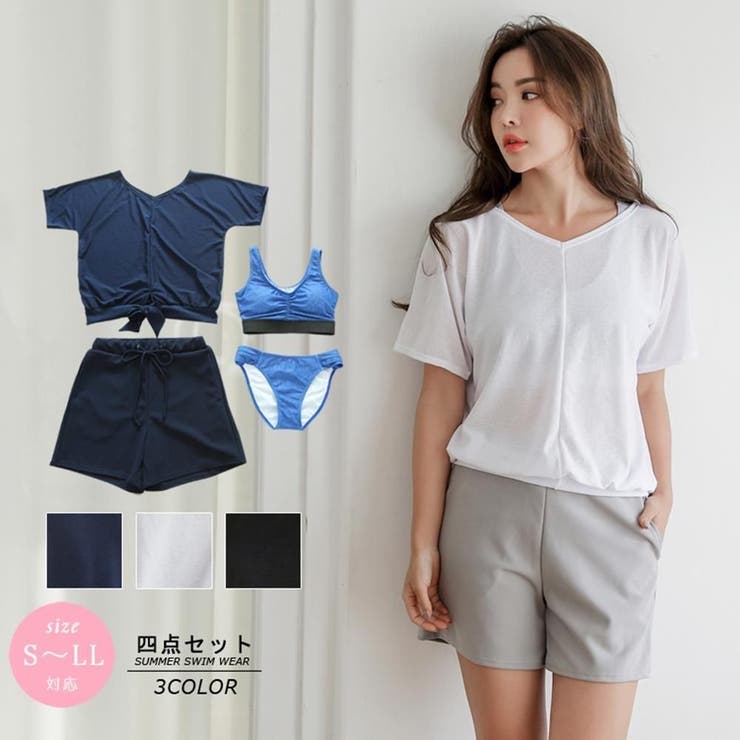 スポーティでも女性らしい体形カバー水着4点セット(水着・体型カバー水着) | GRAXIA | 詳細画像2 