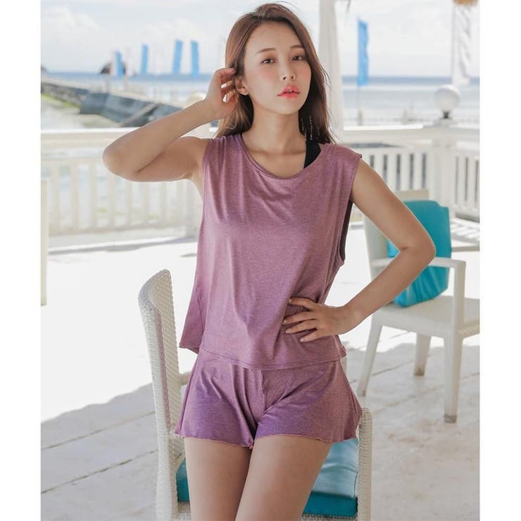 ゆったりノースリーブとショートパンツの体形カバー水着4点セット(水着 体型カバー… | GRAXIA | 詳細画像12 