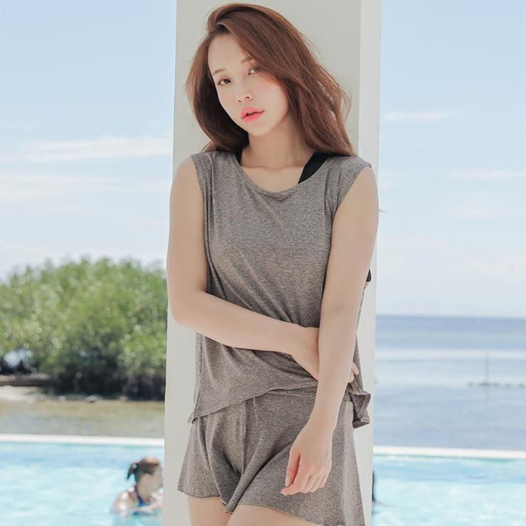 ゆったりノースリーブとショートパンツの体形カバー水着4点セット(水着 体型カバー… | GRAXIA | 詳細画像8 
