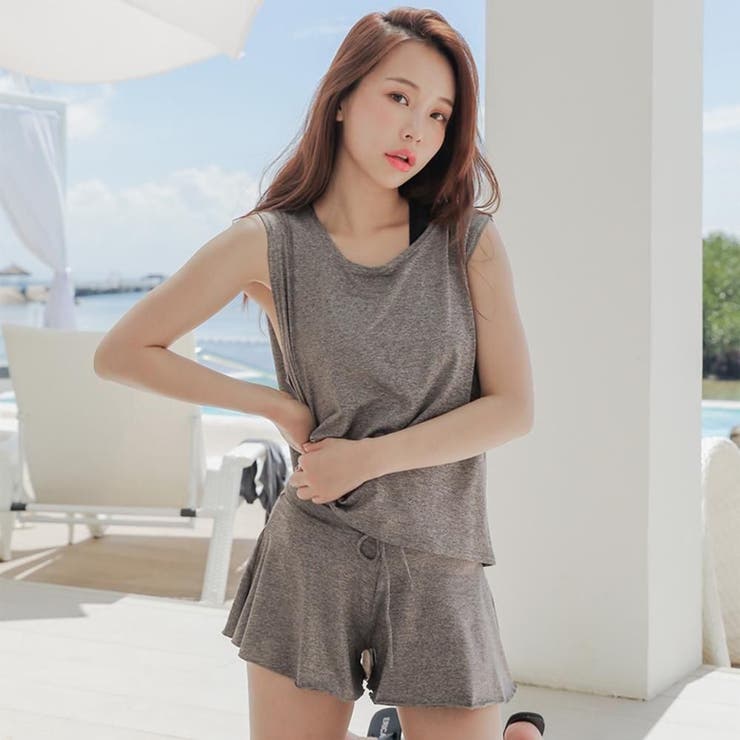 ゆったりノースリーブとショートパンツの体形カバー水着4点セット(水着 体型カバー… | GRAXIA | 詳細画像9 