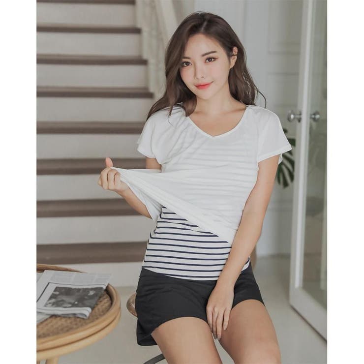 露出を控えつつデザイン性を兼ね備えた体形カバータンキニ4点セット(水着 体型カバ… | GRAXIA | 詳細画像23 