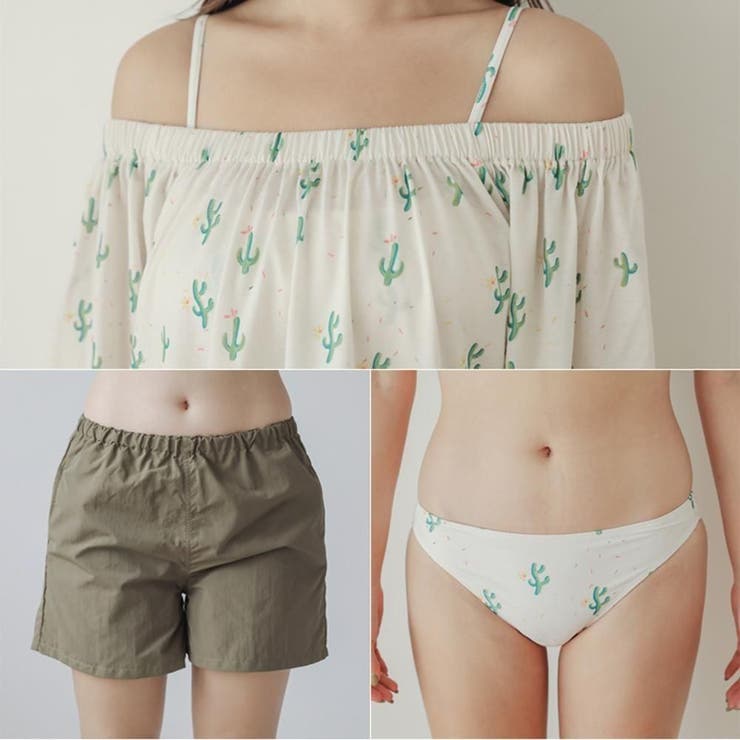オフショルトップスがヘルシーな小ぶりサボテン柄体形カバービキニ4点セット(水着 … | GRAXIA | 詳細画像7 