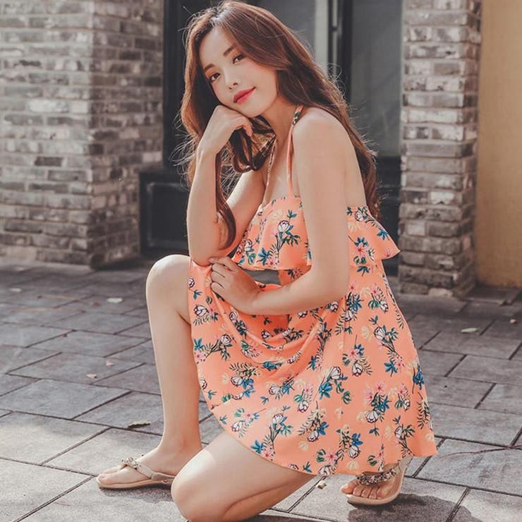 ビビッドなカラーが目を惹く花柄フリルワンピース体形カバー水着3点セット(水着 体… | GRAXIA | 詳細画像24 