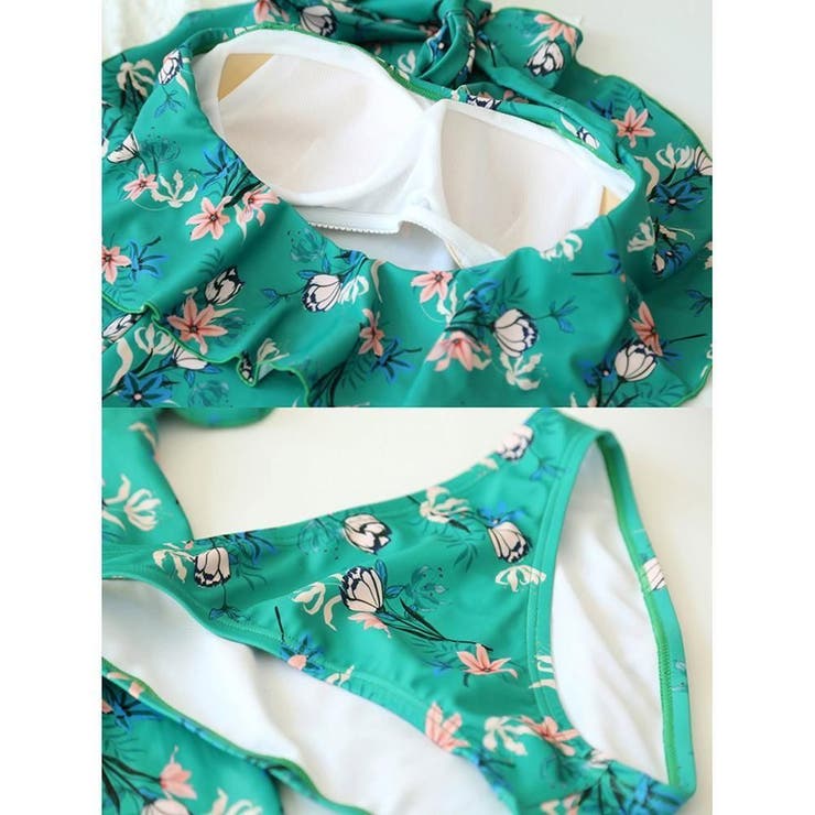 ビビッドなカラーが目を惹く花柄フリルワンピース体形カバー水着3点セット(水着 体… | GRAXIA | 詳細画像8 