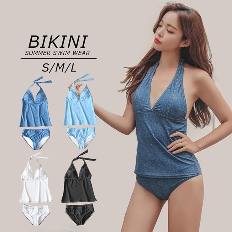 カジュアルに夏を楽しむデニム風体形カバータンキニ2点セット(水着・タンキニ) | GRAXIA | 詳細画像2 