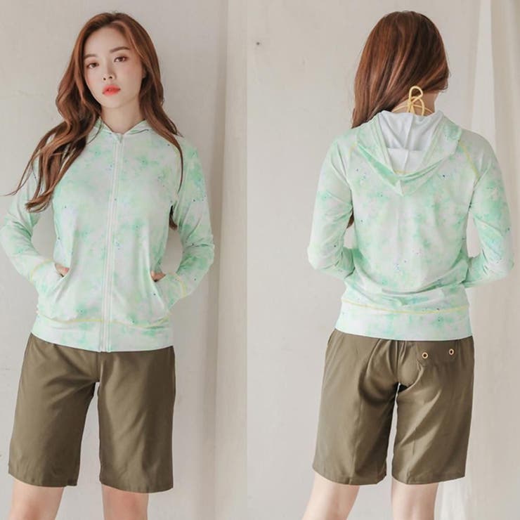 淡い垂らしこみカラーが涼し気に優しい体形カバービキニ4点セット(水着 体型カバー… | GRAXIA | 詳細画像15 