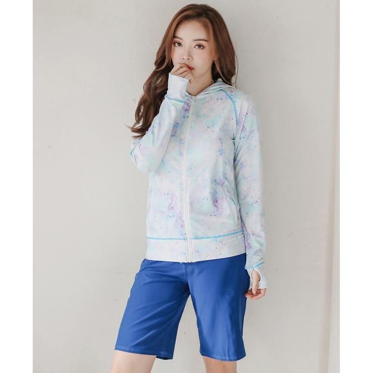 淡い垂らしこみカラーが涼し気に優しい体形カバービキニ4点セット(水着 体型カバー… | GRAXIA | 詳細画像9 