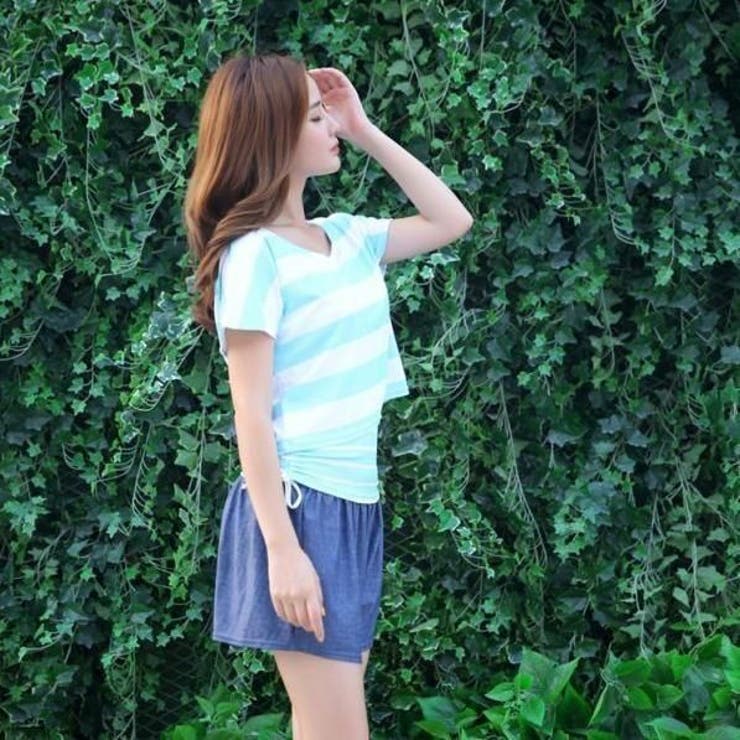 爽やかなマリンボーダーが海辺に映える体形カバータンキニ水着4点セット(水着 体型… | GRAXIA | 詳細画像15 