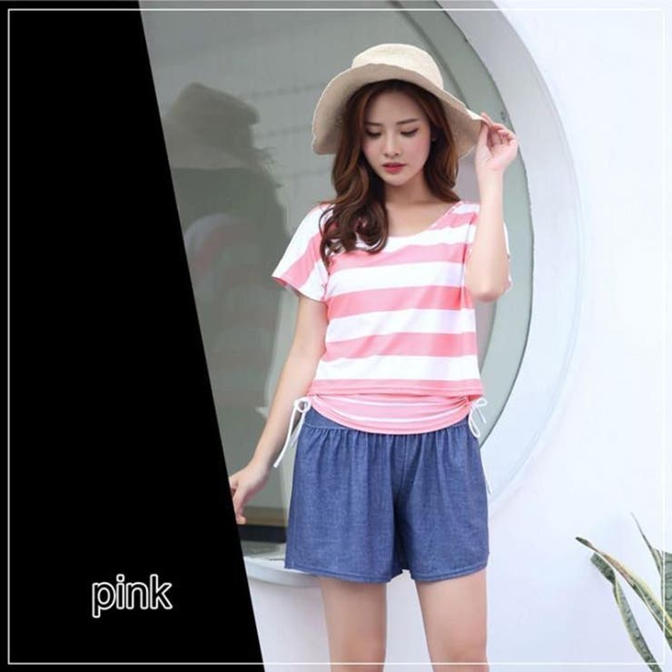 爽やかなマリンボーダーが海辺に映える体形カバータンキニ水着4点セット(水着 体型… | GRAXIA | 詳細画像19 