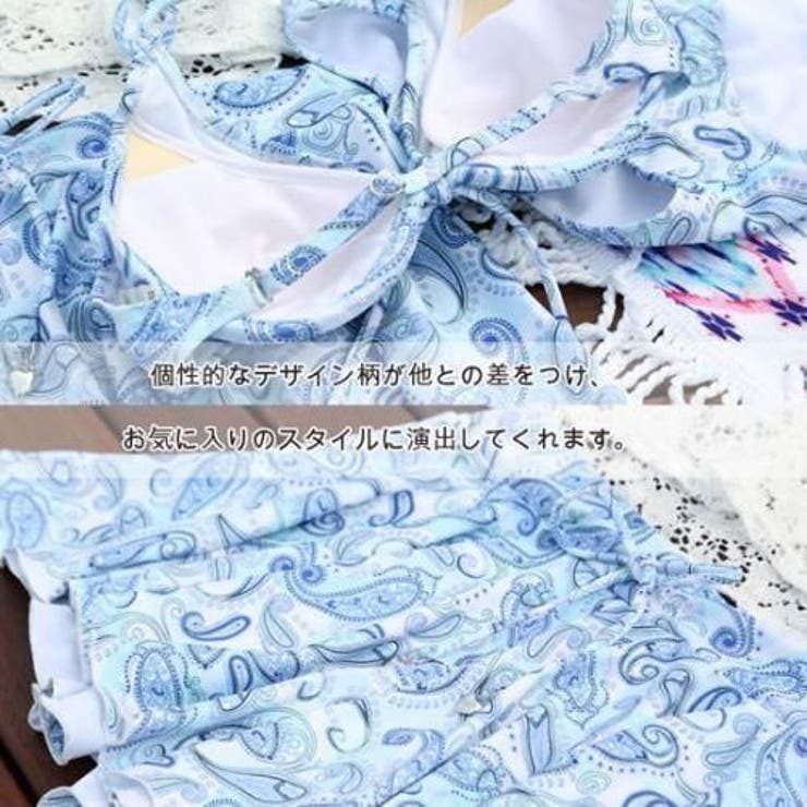 レースの透け感がフェミニンなペイズリー柄ビキニ4点セット(水着 体型カバー水着) | GRAXIA | 詳細画像6 