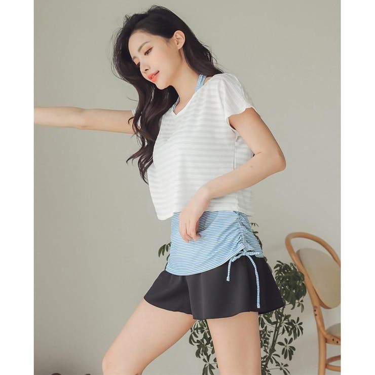 サイドシャーリングボーダータンキニ水着4点セット(水着・体型カバー水着) | GRAXIA | 詳細画像21 