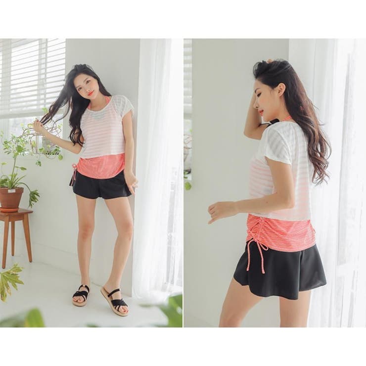 サイドシャーリングボーダータンキニ水着4点セット(水着・体型カバー水着) | GRAXIA | 詳細画像25 