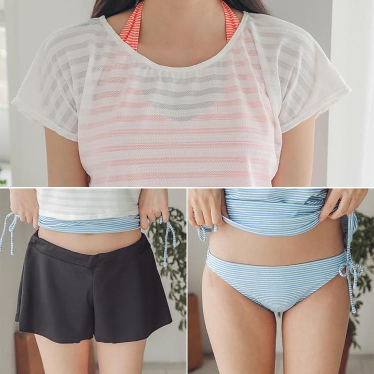 サイドシャーリングボーダータンキニ水着4点セット(水着・体型カバー水着) | GRAXIA | 詳細画像8 