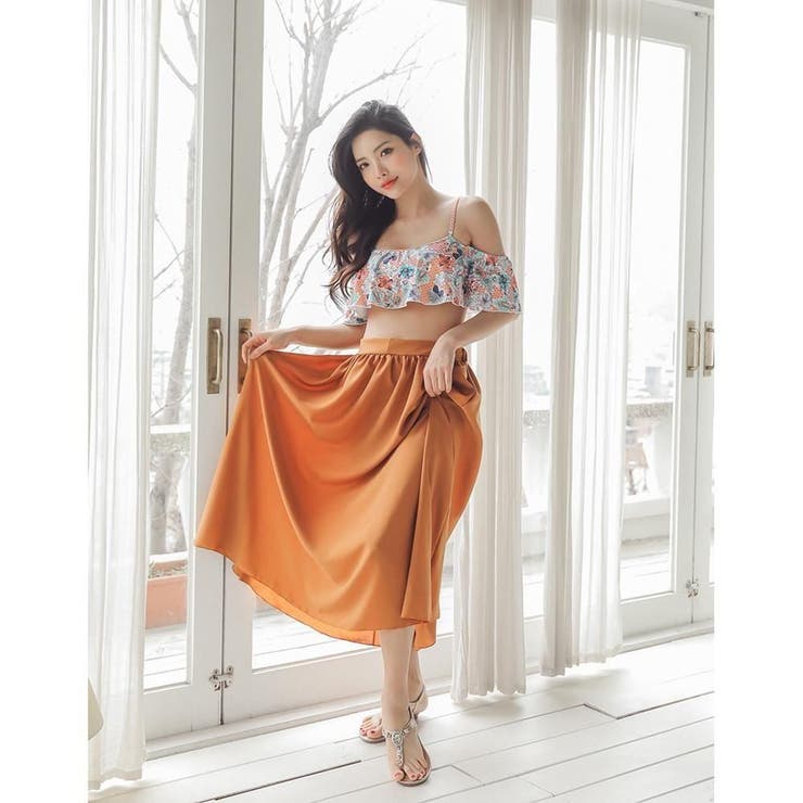 ロングスカート付きレトロフラワーオフショルビキニ3点セット | GRAXIA | 詳細画像16 