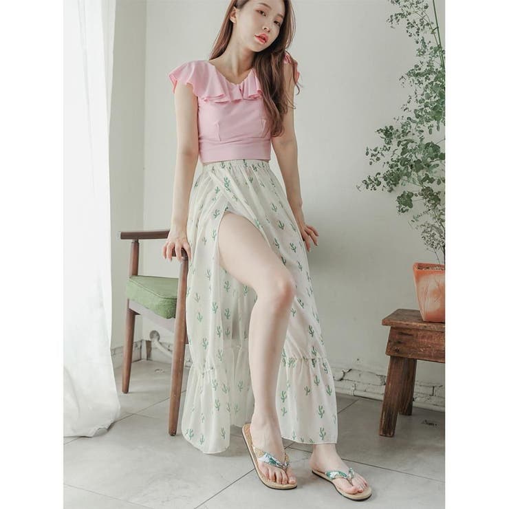 フリルトップスとロングスカートのビキニ3点セット(水着・体型カバー水着) | GRAXIA | 詳細画像9 